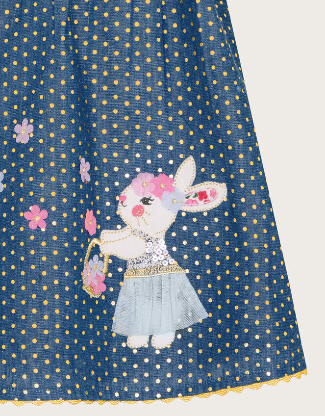 Baby Foil Spot Character Chambray Dress, Blue (BLUE), large