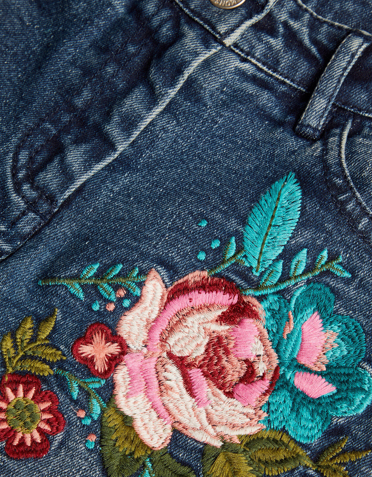 Rose embroidered jeans womens shop