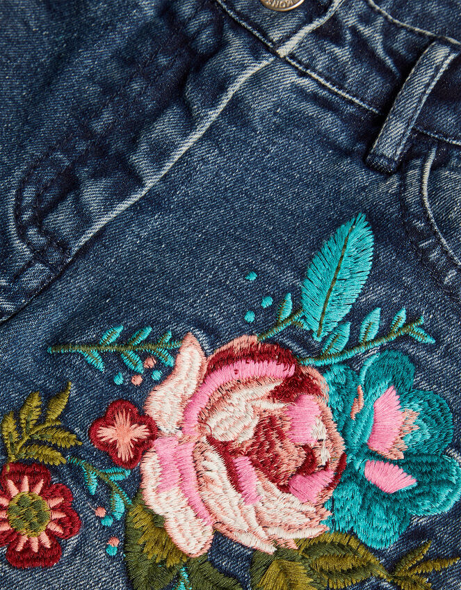 Boutique Rose Embroidered Wide Leg Jeans, Blue (BLUE), large