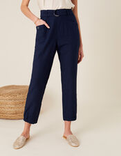 Smart Joggers in Linen Blend, Blue (NAVY), large