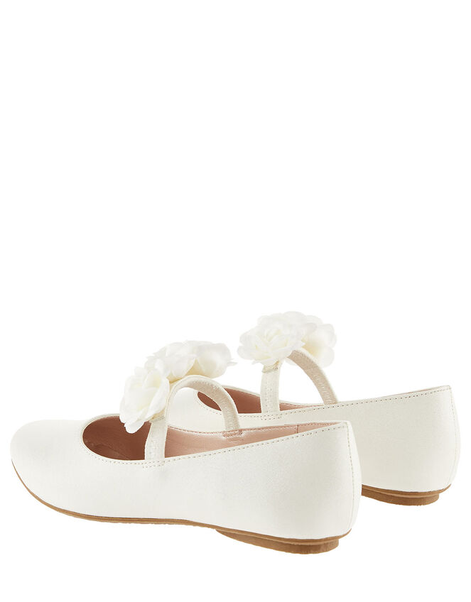 Shimmer Corsage Ballerina Flats, Ivory (IVORY), large