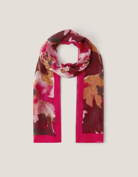 Gloria Floral Print Silk Scarf, , large
