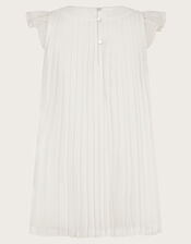Baby Nellie Pleated Chiffon Dress, Ivory (IVORY), large
