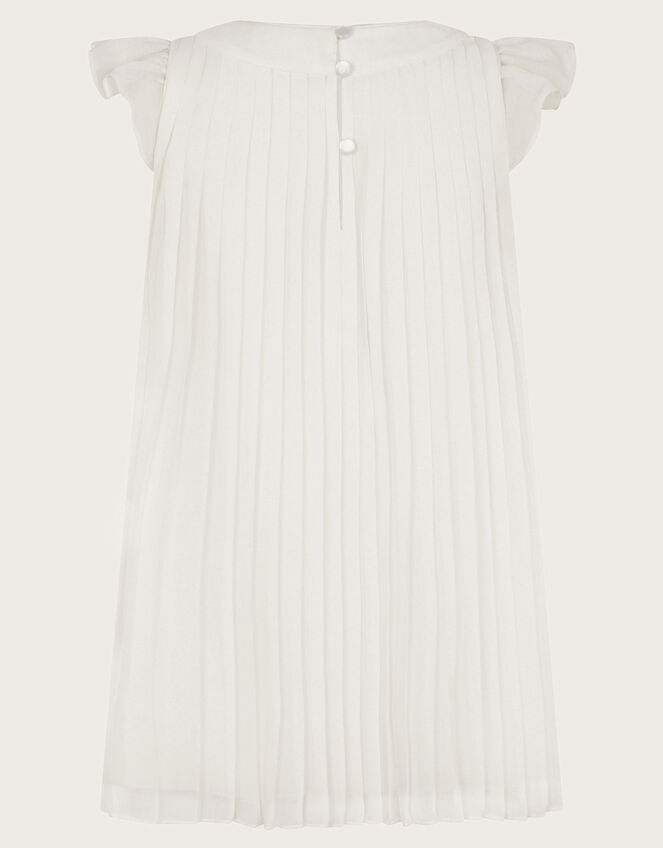 Baby Nellie Pleated Chiffon Dress, Ivory (IVORY), large