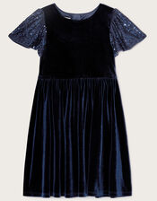 Velvet Party Dress, Blue (NAVY), large