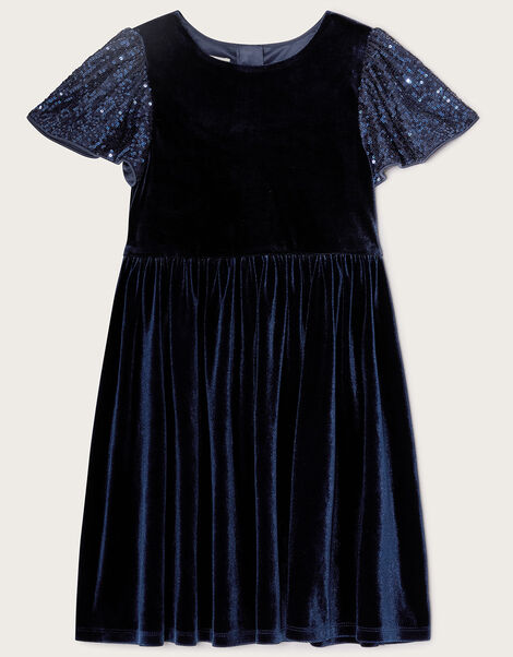 Velvet Party Dress Blue, Blue (NAVY), large