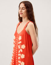 Eliana Floral Embroidered Culotte Jumpsuit, Orange (ORANGE), large