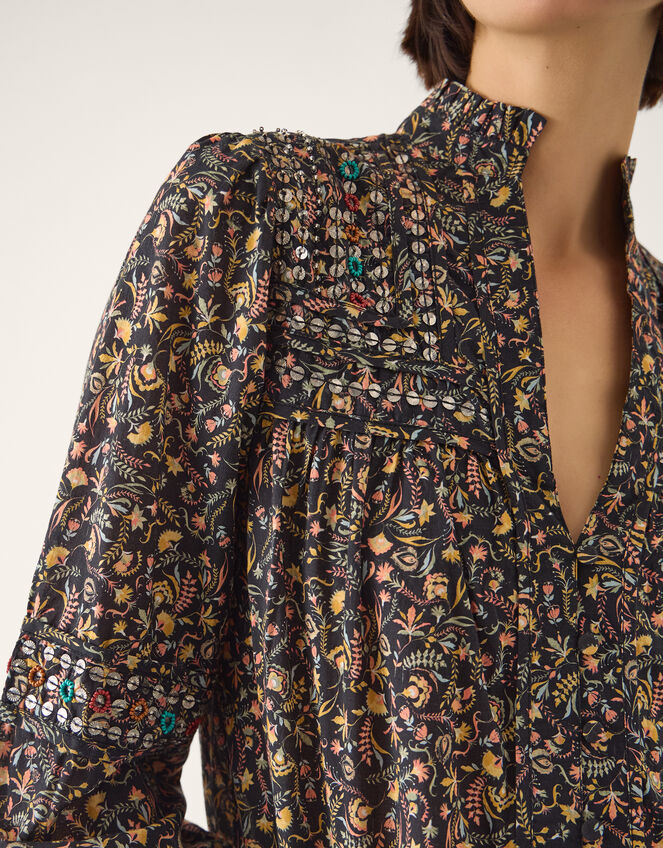 Harriet Embellished Floral Blouse, Black (BLACK), large