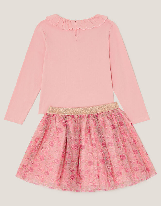 Sequin Unicorn Top & Floral Mesh Skirt Set, Pink (MAGENTA), large