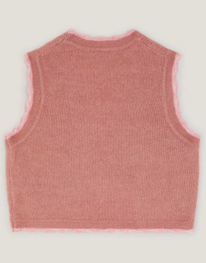 Rose Embroidered Knitted Waistcoat, Pink (PINK), large