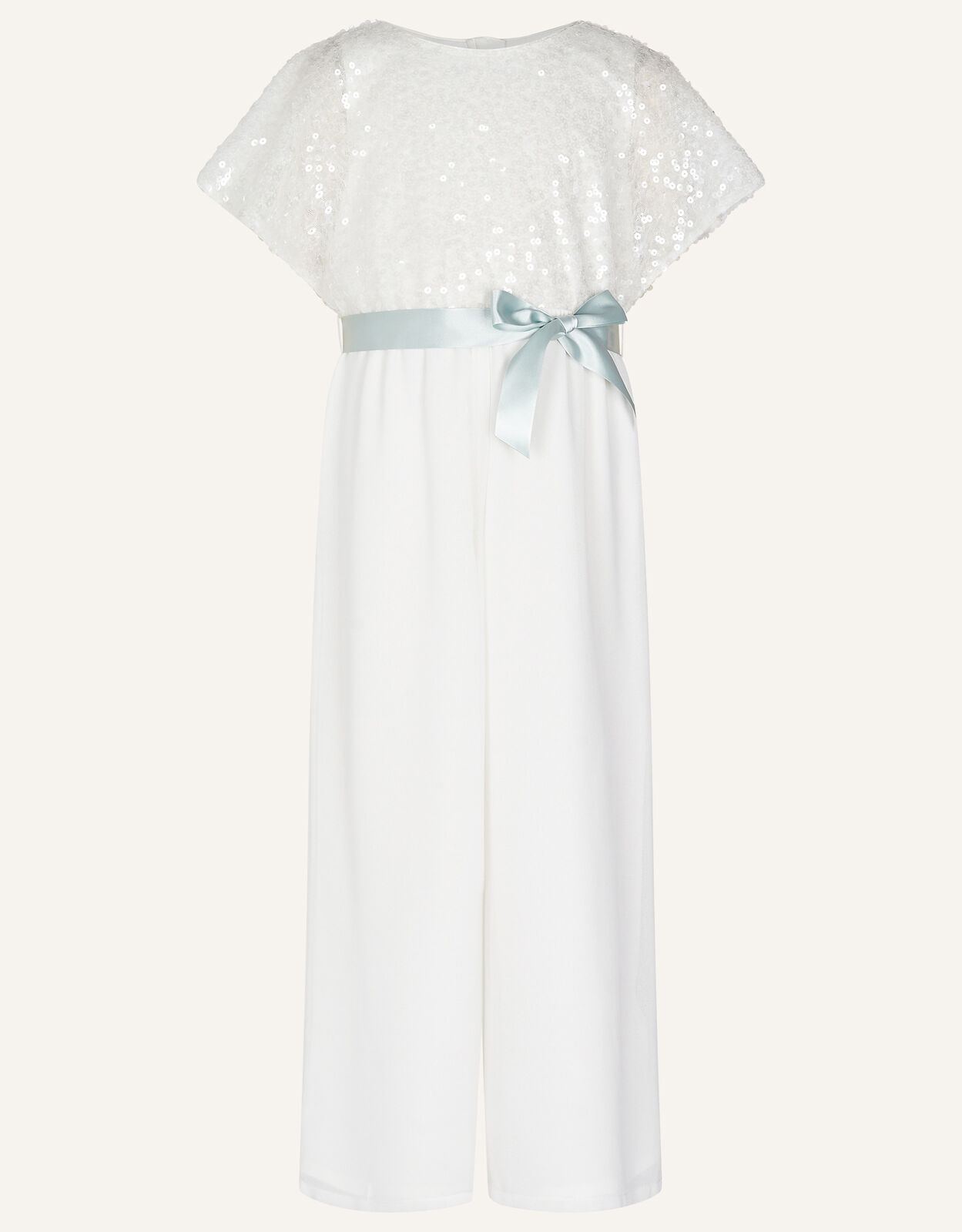 Sequin Cape Sleeve Jumpsuit Ivory