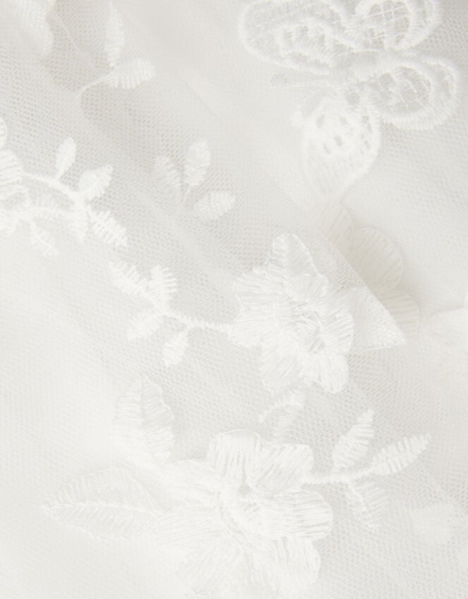 Baby Beatrice Floral Embroidered Tulle Dress, Ivory (IVORY), large