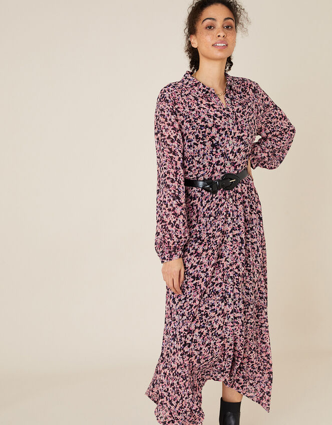 Floral Hanky Hem Shirt Dress, Pink (PINK), large