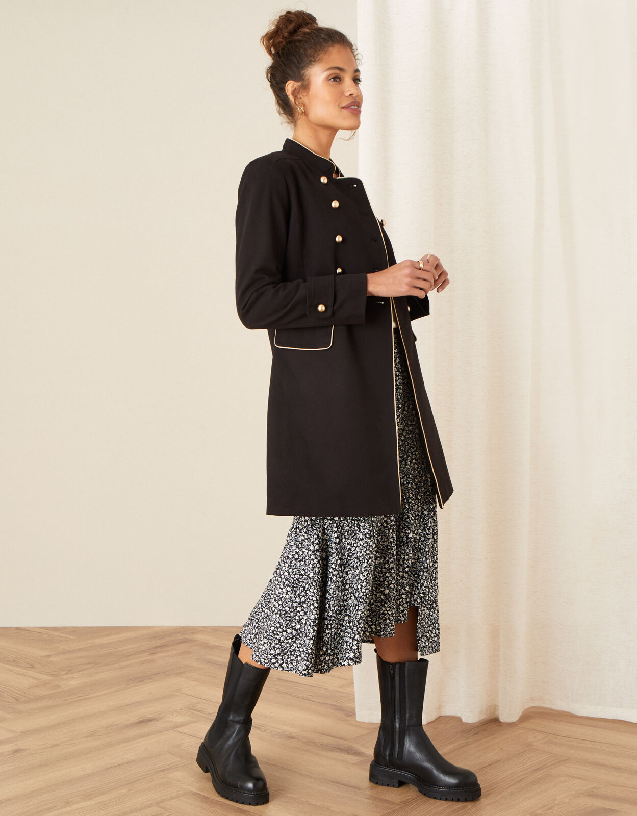 Melinda Longline Military Jacket Black Women s Jackets Monsoon