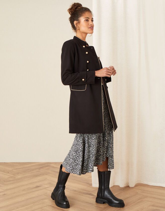 Melinda Longline Military Jacket, Black (BLACK), large