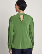 Lulu Cutwork Trim Top, Green (GREEN), large