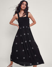 Briar Shirred Maxi Dress, Black (BLACK), large
