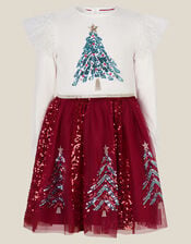 Christmas Tree Sequin Disco Dress, Ivory (IVORY), large