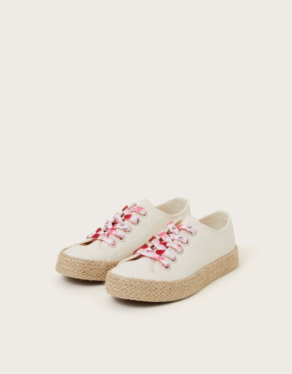 Canvas Espadrille Sneakers, Ivory (IVORY), large