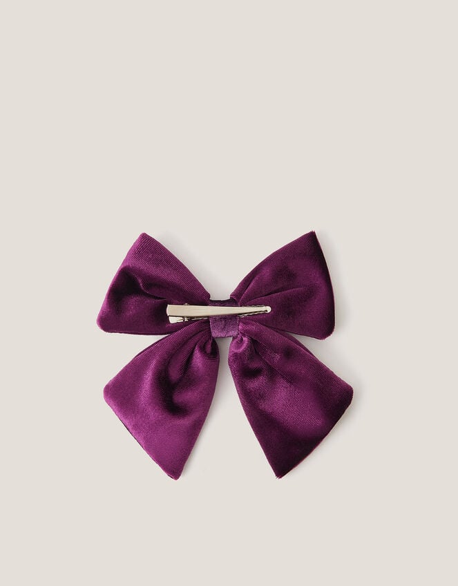 Luxe Velvet Bow Hair Clip, Purple (PURPLE), large