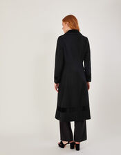 Serena Velvet Detail Coat, Black (BLACK), large