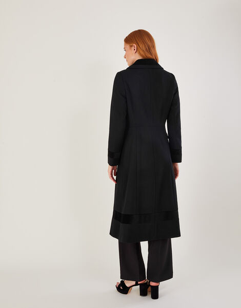 Serena Velvet Detail Coat Black, Black (BLACK), large