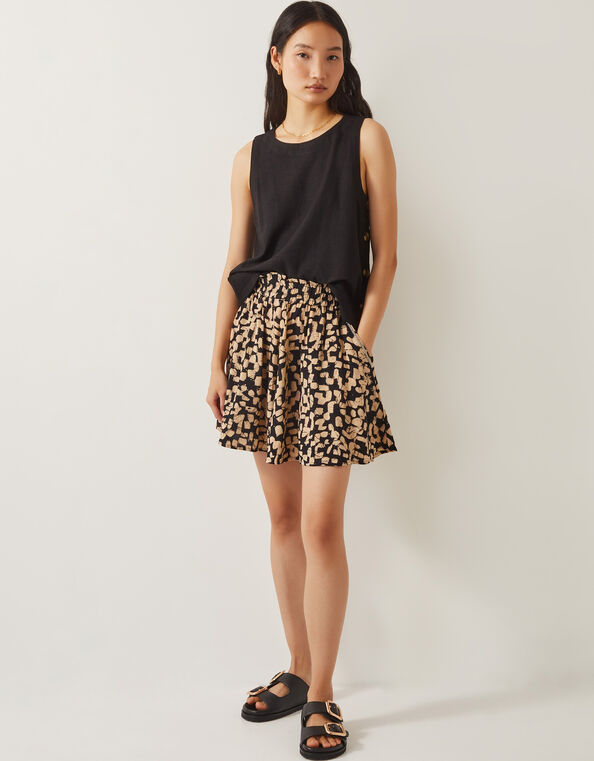 Ania Abstract Batik Print Shorts, Black (BLACK), large