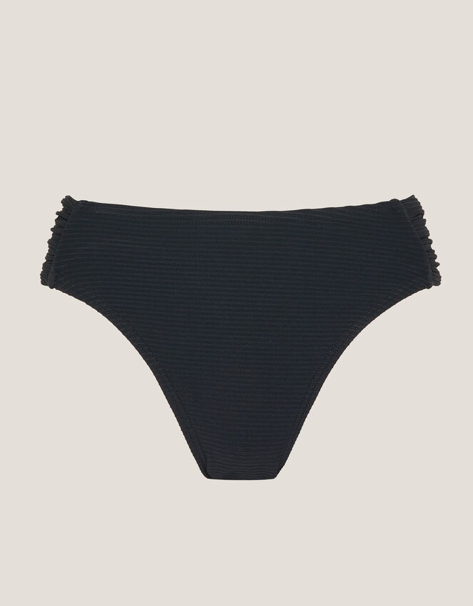 Kina Ruched-Side Bikini Bottom, Black (BLACK), large