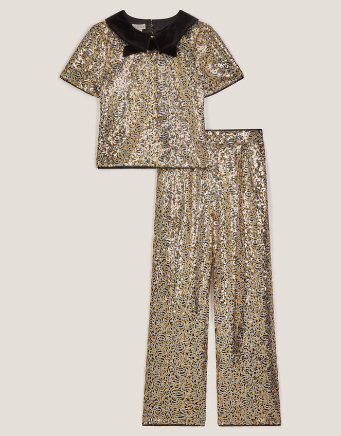 Seraphina Sequin Party Top & Trousers Set, Black (BLACK), large