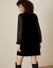 Bianca Lace Bib Velvet Dress, Black (BLACK), large