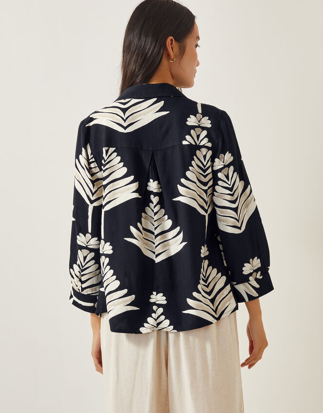 Pamela Leaf Print Top, Black (BLACK), large