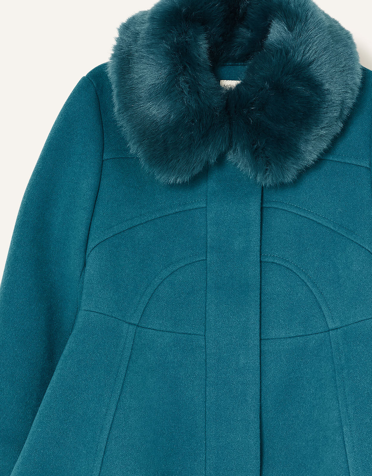 Teal fur collar best sale