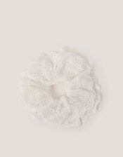 Broderie Frill Hair Scrunchie, , large