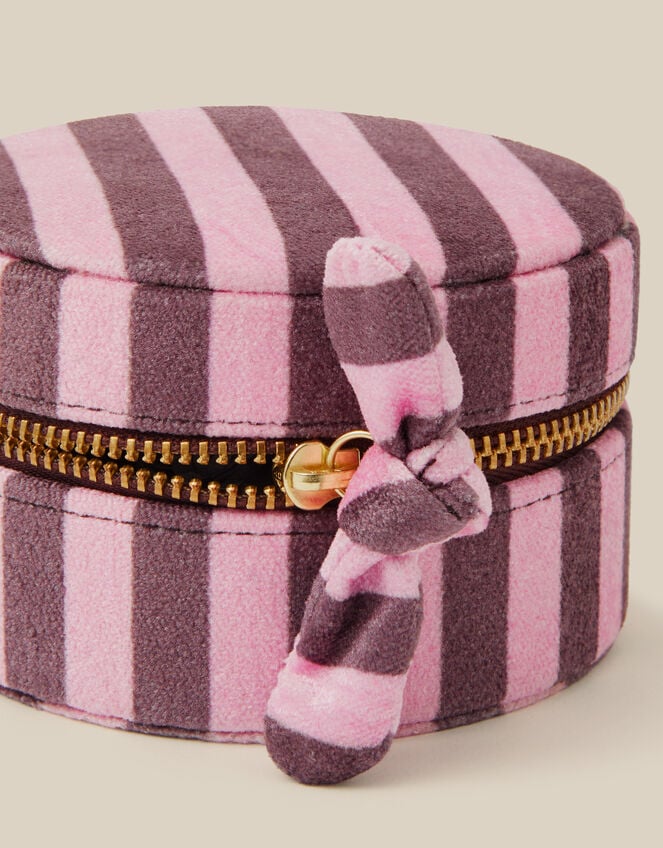 Stripe Velvet Travel Jewellery Box, , large