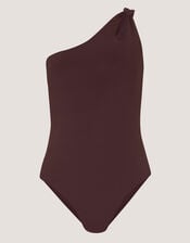 Callie Thorpe x Monsoon One-Shoulder Shaping Swimsuit, Brown (BROWN), large