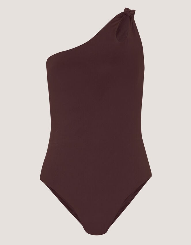 Callie Thorpe x Monsoon One-Shoulder Shaping Swimsuit, Brown (BROWN), large