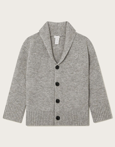 Shawl Collar Chunky Cardigan, Grey (GREY), large