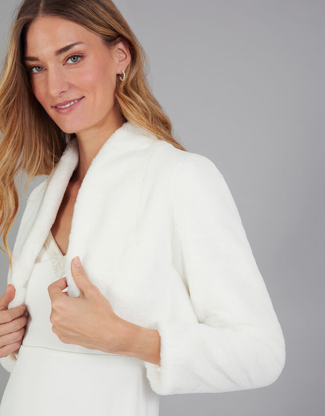Melanie Faux Fur Bridal Jacket Ivory | Women's Jackets | Monsoon Global.