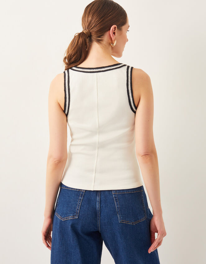 Tate Crochet Trim Tank Top, Ivory (IVORY), large