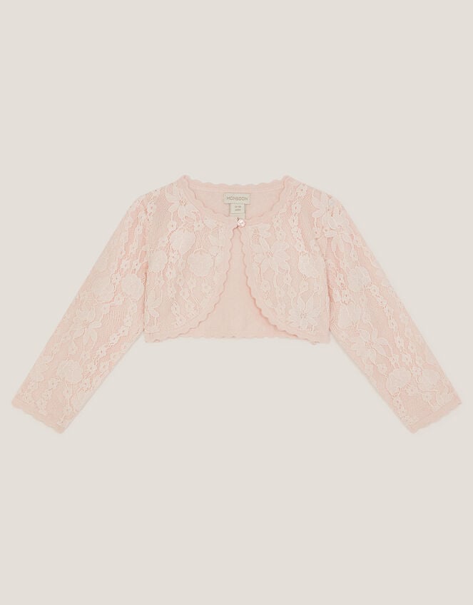 Baby Emilia Lace Scallop Cardigan, Pink (PINK), large