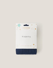 Cable Heart Glitter Tights, Blue (NAVY), large