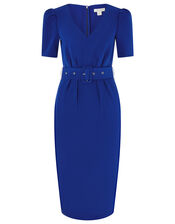Stephanie Belted Shift Dress, Blue (COBALT), large