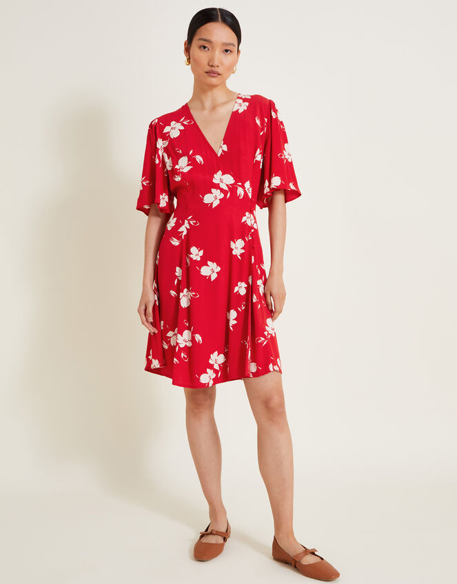 Iggy Floral Wrap Dress, Red (RED), large