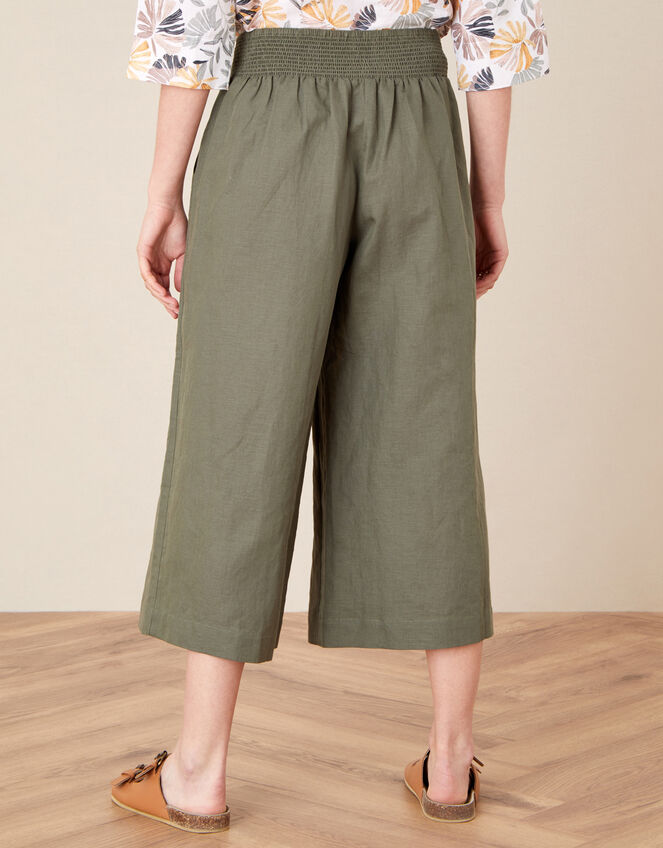 Drawstring Culottes in Linen Blend, Green (KHAKI), large