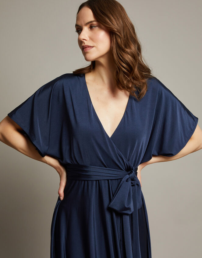 Jillian Drape Tie Waist Bridesmaid Dress, Blue (NAVY), large