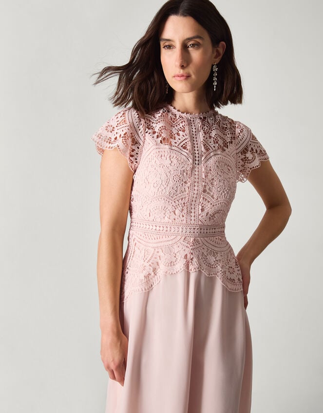Monica Lace Midi Bridesmaid Dress, Pink (SOFT PINK), large