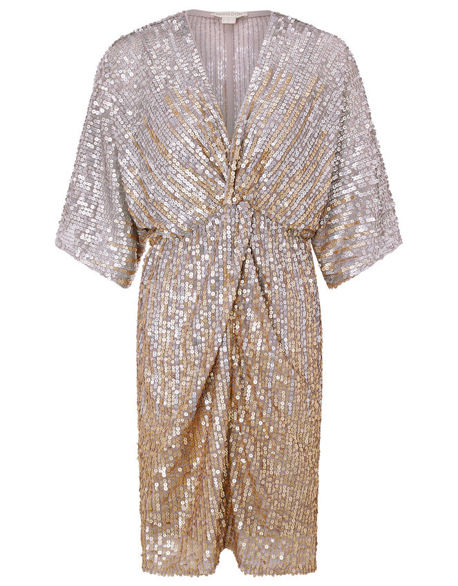 Samba Sequin-Embellished Dress with Twist Front, Gold (GOLD), large