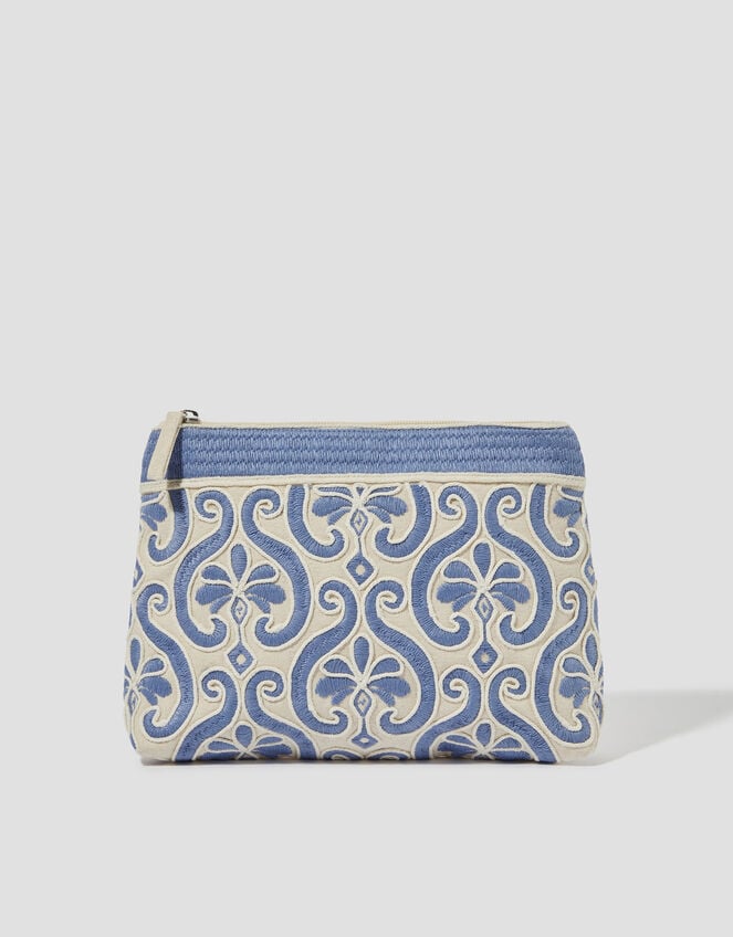 Valli Embroidered Canvas Make Up Bag, , large