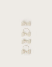 4-Pack Pearl Beaded Bow Hair Set, Ivory (IVORY), large