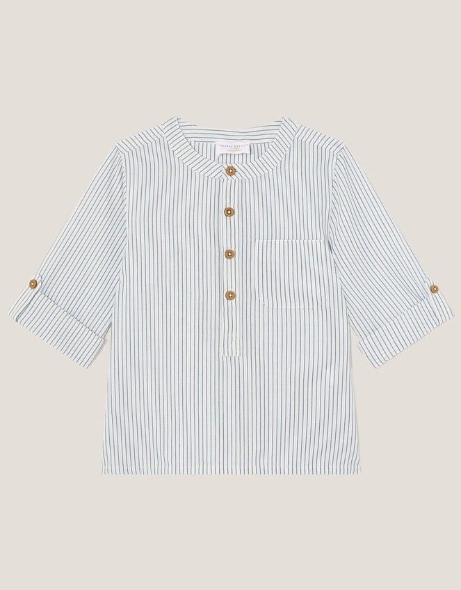 Stripe Cotton Shirt, Ivory (IVORY), large